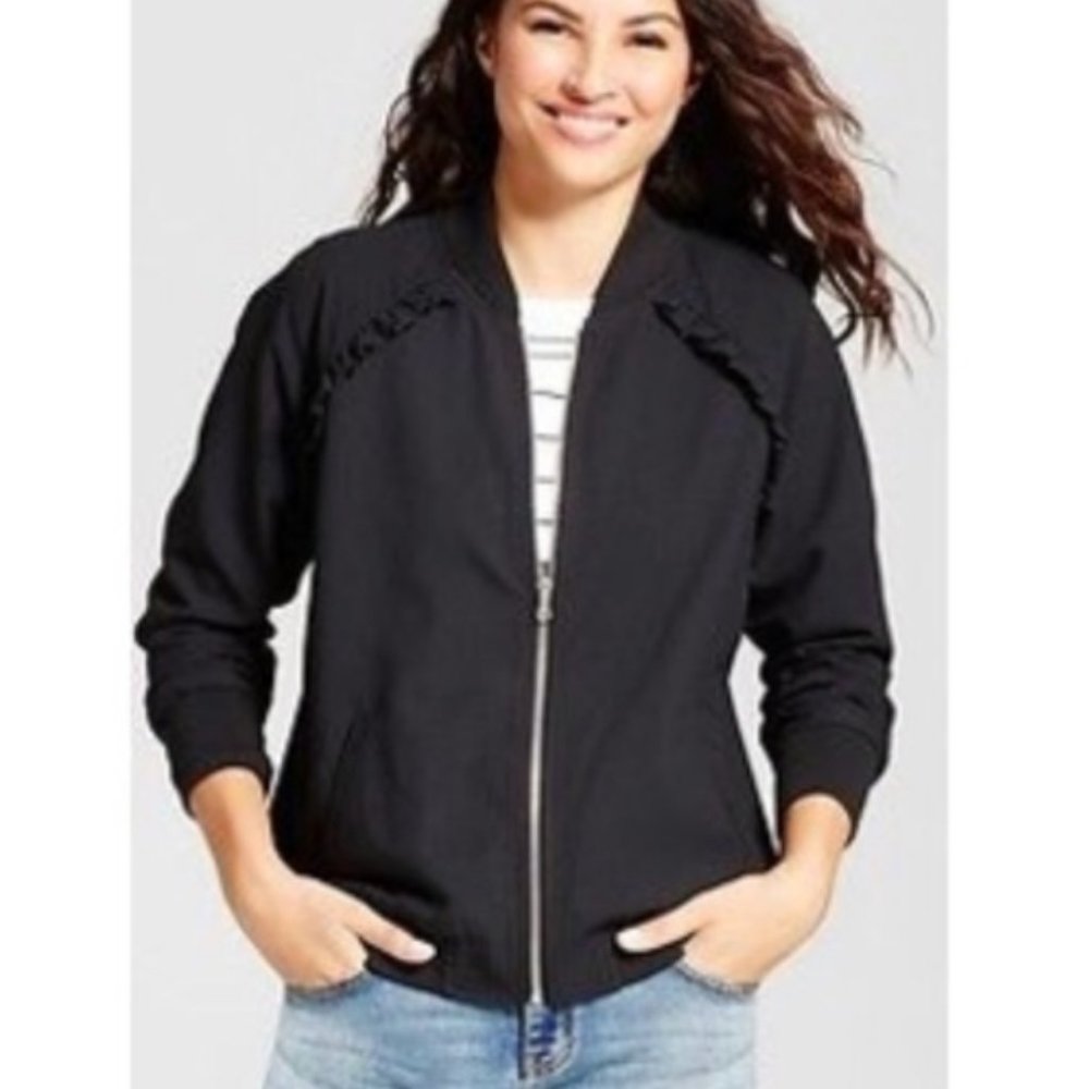 [A New Day] Black Ruffled Bomber